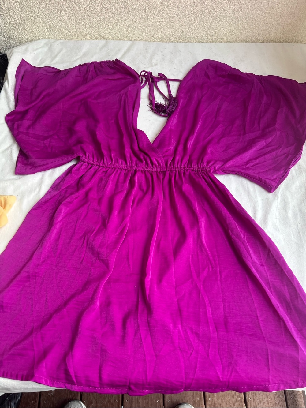Purple Flutter Sleeve Dress